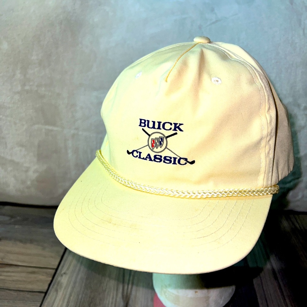 Vintage Buick Classic GOLF Tournament Aureus Hat Adult Rope Cap Strapback Cream